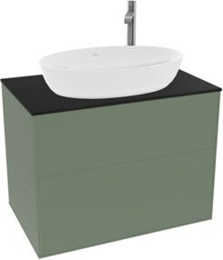 V&B Waschtischunterschrank Finion mit Wandbeleuchtung, Breite: 80 cm, Tiefe: 50,1 cm, Farbe: Blau lackiert - Bild 1