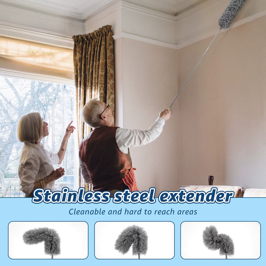 Willstar Mikrofaser Staubwedel Set mit Teleskopstiel in Grau für Decken, Ventilatoren und Möbel - Bild 2