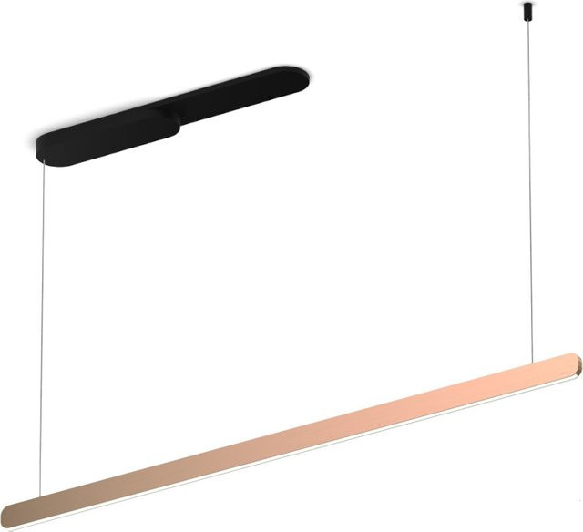 Occhio Mito linear volo 140 up LED-Pendelleuchte in Schwarz matt mit Rose Gold Kopf und Occhio air Modul für die Tischbeleuchtung - Bild 1