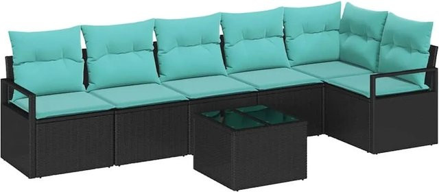7-teiliges vidaXL Gartenmöbel Set aus Poly-Rattan in Schwarz - Bild 1