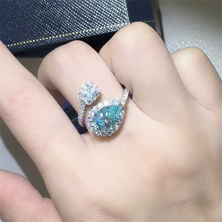 Serenity Day Ring, 925 Silber, Moissanit, Blaugrün, Damen - Bild 3