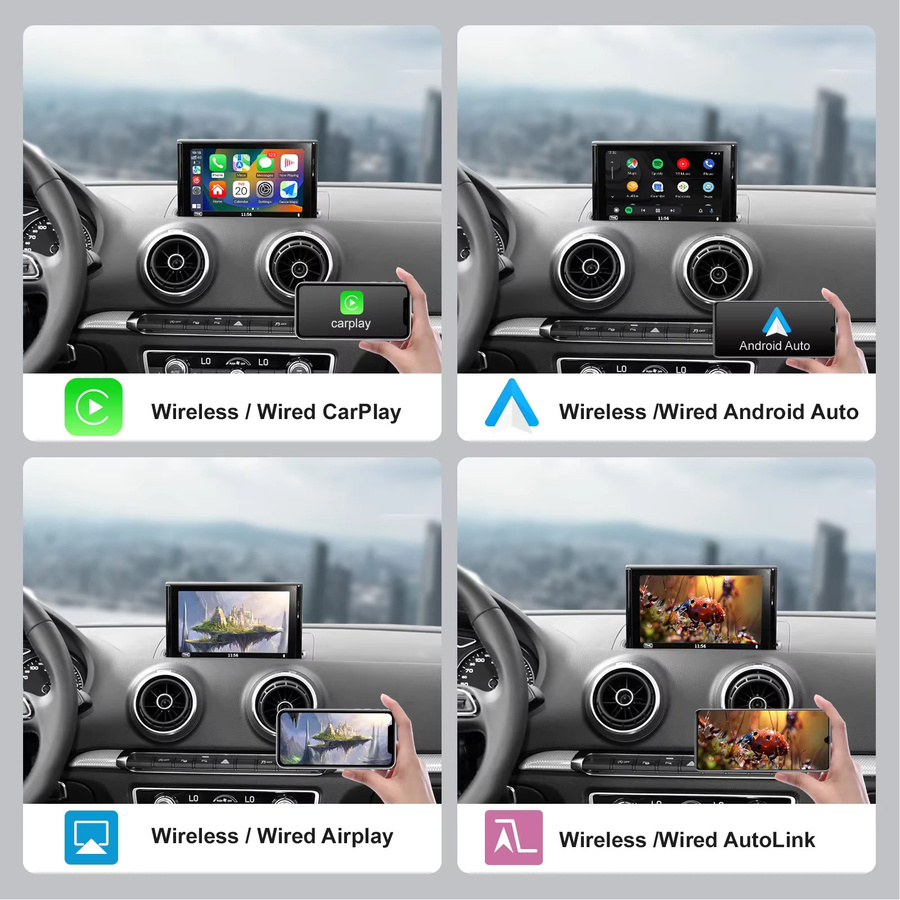 REEIIO Drahtloser CarPlay und Android Auto Adapter für Audi A3 8v (2013-2018) mit Mirror Link, AirPlay, Bluetooth, GPS Navigation und Kamera-Unterstützung in Grau - Bild 2