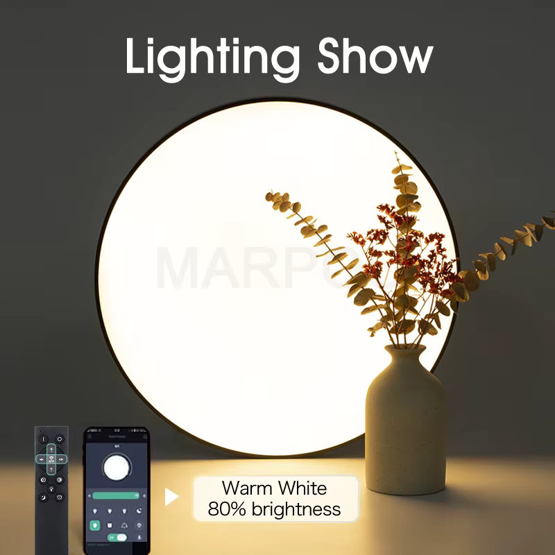MARPOU Intelligente LED-Deckenleuchte in Weiß, dimmbar mit Fernbedienung für Schlafzimmer und Wohnzimmer - Bild 2