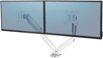 Fellowes Dual Monitorarm Platinum Weiß für 2 Displays bis 32 Zoll mit 2 USB-Ports und Kabelmanagement - Bild 1