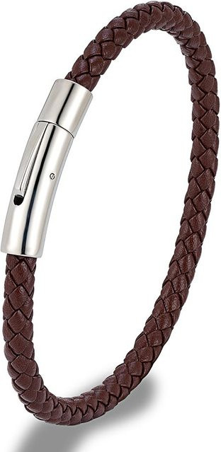 YULIN Armband, Leder, Edelstahl, Blau, Magnetverschluss, 19cm, Unisex - Bild 1