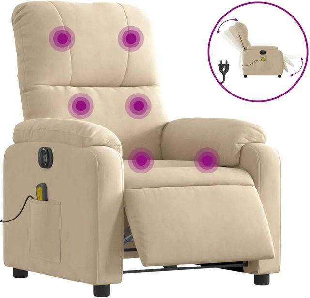 vidaXL Elektrischer Massagesessel Relax Sessel aus Mikrofasergewebe in Beige - Bild 1