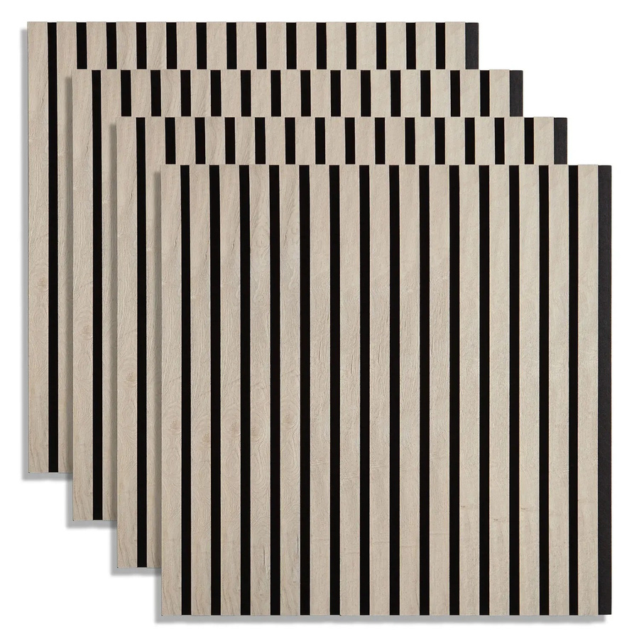 Homestyle4u Akustikpaneele aus Holz und Filz in Grau, 4er Set, B: 60 cm, T: 60 cm, H: 2,5 cm - Bild 2