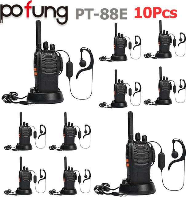 10er Set Pofung PT88E PMR446 Handfunkgeräte in Schwarz mit 1500 mAh Akku, 16 Kanäle, VOX-Funktion und USB-Ladegerät - Bild 1