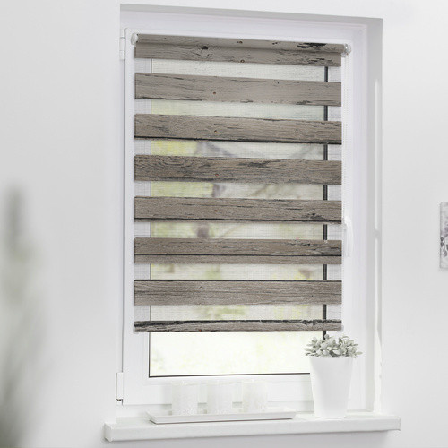 Lichtblick Duo-Rollo Klemmfix Bretter Vintage in Braun, B: 70 cm, B: 150 cm, blickdicht - Bild 2