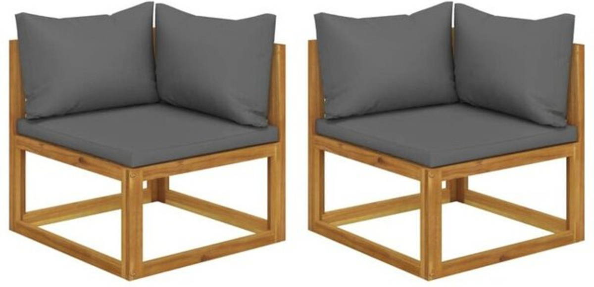 Vidaxl Ecksofa Set aus 2 modularen Teilen aus Massivholz Akazie und Stoff in Grau und Anthrazit - Bild 1