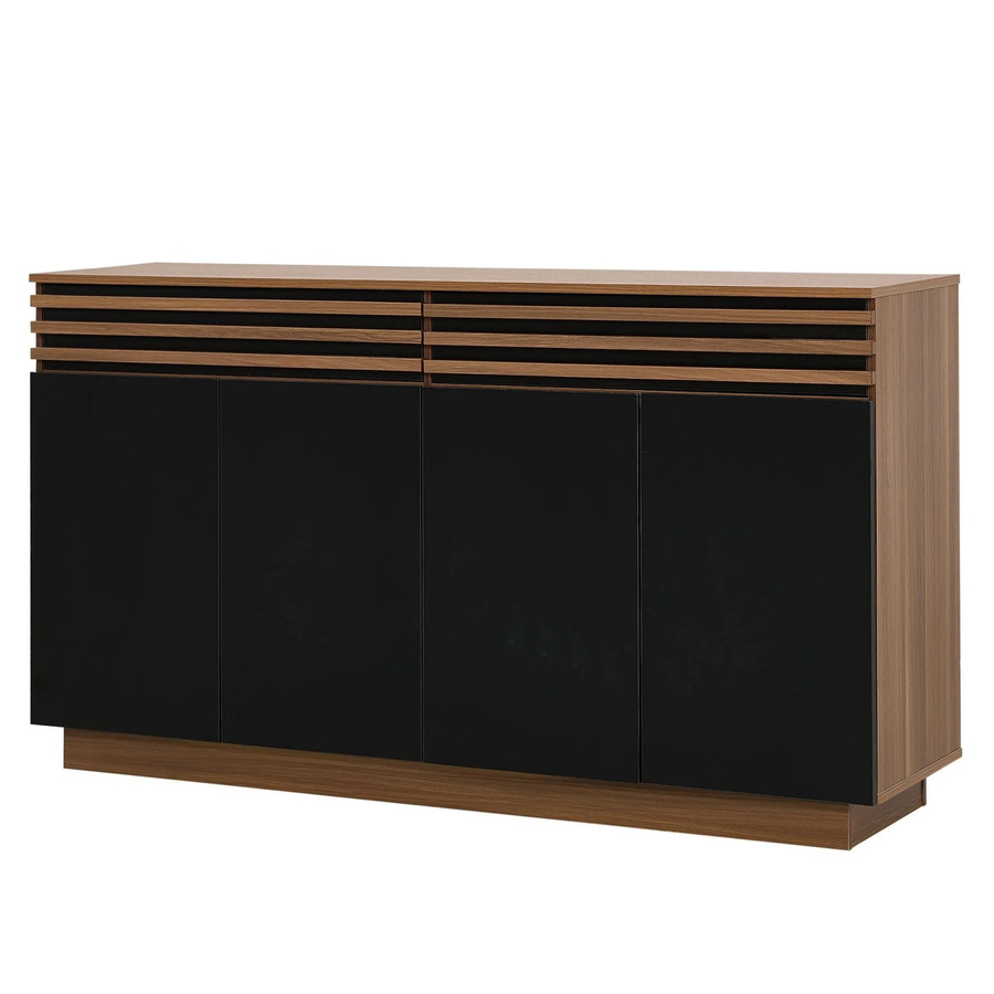 okwish Sideboard für dein Wohnzimmer mit 2 Schubladen und 4 Türen in Braun und Schwarz, B/T/H: 150 x 40 x 85 cm - Bild 2