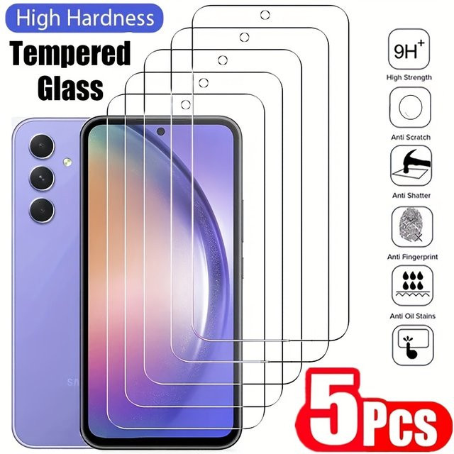 5 Stück Samsung Galaxy A-Serie Schutzglasfolien aus Hochhärte-Glas, transparent, passend für A56, A55, A54 5G, A51, A52, A52s, A53 5G, A36 und A35 - Bild 1