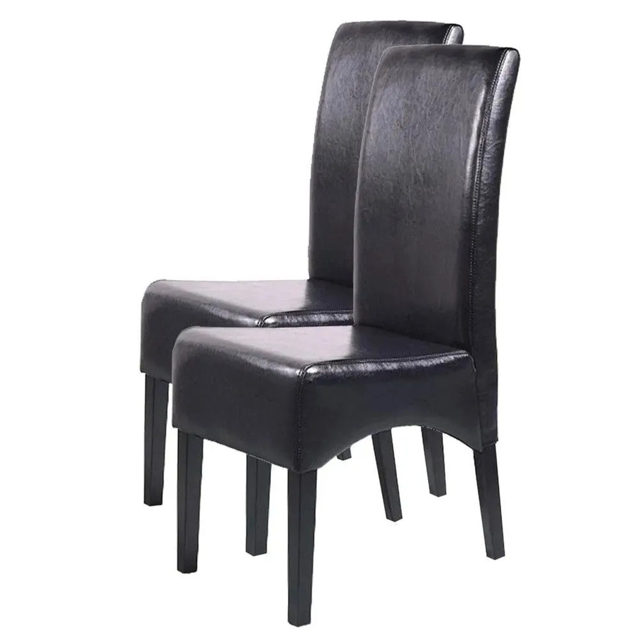 MCW Esszimmerstuhl Crotone 2er-Set aus Leder in Schwarz mit dunklen Beinen - Bild 2