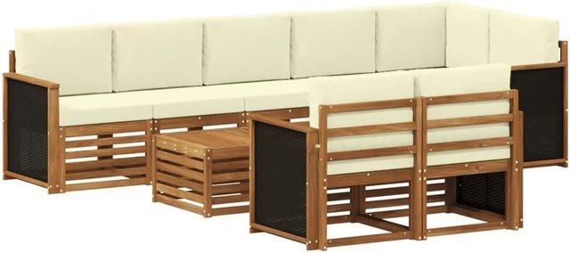 vidaXL Sofagarnitur aus Massivholz Akazie in Braun mit modernem Latten-Design - Bild 1