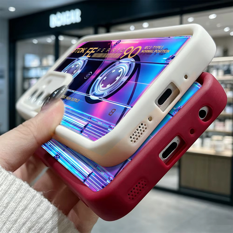 KUXA Neon TDK Kassetten Telefonhülle mit Kameraschutz für Samsung Galaxy S26 S25 S24 S23 S22 Ultra FE A17 A27 A57 5G in Schwarz Multicolour - Bild 2