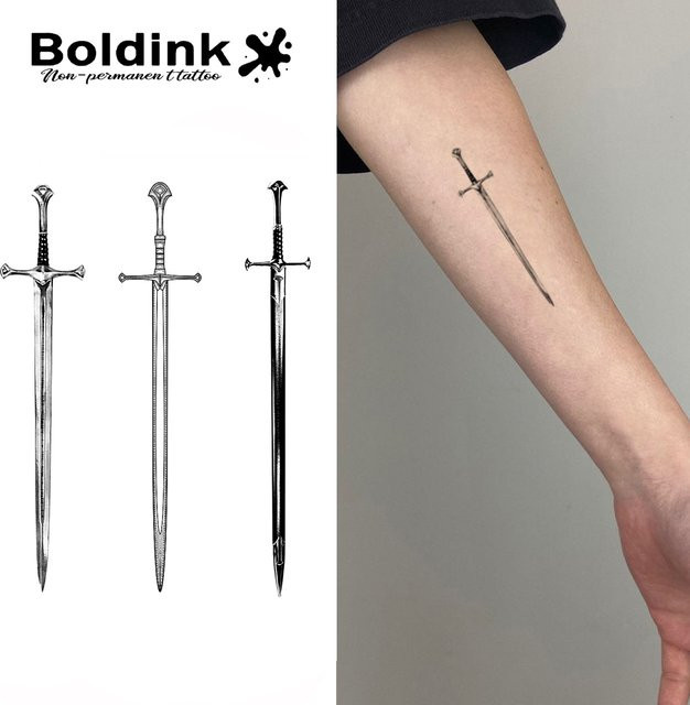 Boldink Sword Temporäres Tattoo, wasserfest, semi-permanent - Bild 1
