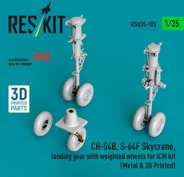 ICM CH-54B, S-64F Skycrane, Landing gear with weighted wheels, Metal & 3D Printed - Bild 1