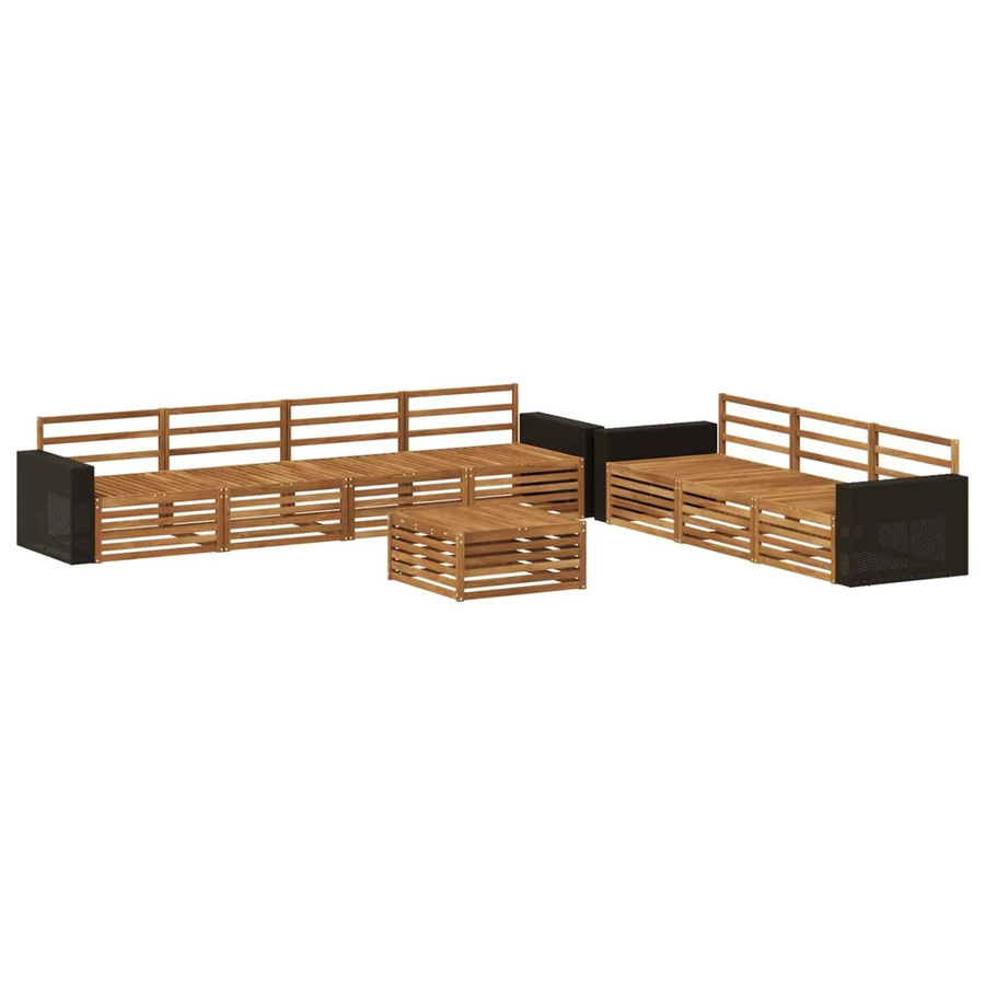 vidaXL Outdoor-Sofagarnitur aus Massivholz Akazie in Braun, 8-teiliges U-Shape Set mit Tisch und Mittelsofas, B/T/H: 79 x 79 x 37 cm - Bild 2
