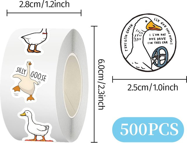 GOGOTU Lustige Gänse-Aufkleber, Tier-Siegelaufkleber, 500 Stück - Bild 1