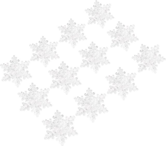 12 Stück Igeteck Schneeflocken Ornamente aus transparentem Acryl mit 3 Löchern, Durchmesser: 5,5 cm, Farbe: Weiß - Bild 1