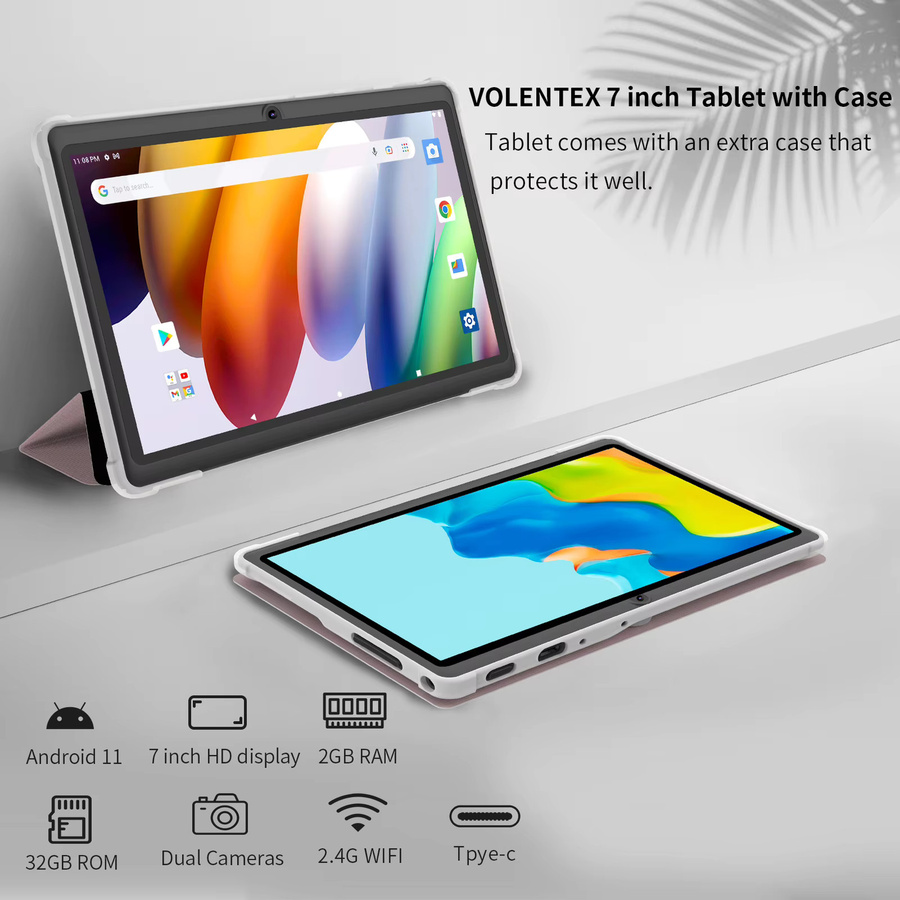 Pritom 7-Zoll Tablet PC mit Android 13, 4 GB RAM, 32 GB ROM, WLAN, Dual-Kamera, USB-C und Lederhülle in Schwarz - Bild 6