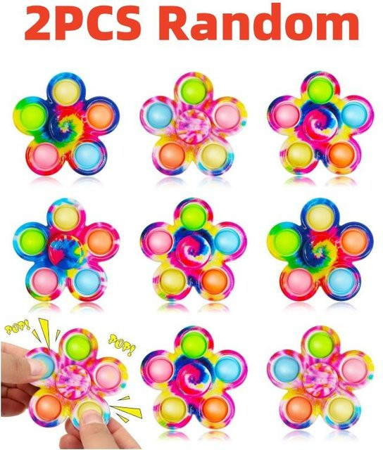 Fashnics Tie Dye Blumenform Fidget Spinner Push Bubble, Spielzeug - Bild 1