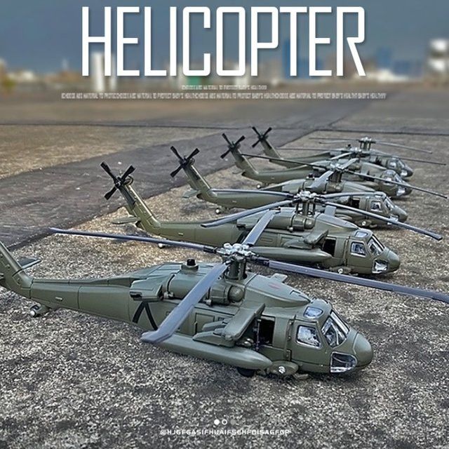 Black Hawk und Apache bewaffnete Hubschrauber-Modelle aus Legierung in Grün als Display-Ornamente - Bild 1