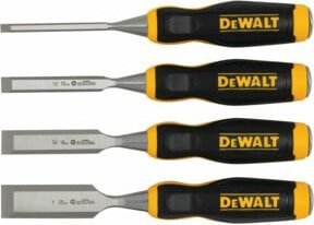 DeWalt Stechbeitel-Set 4-teilig aus gehärtetem Stahl in Gelb, Größen: 6 mm, 12 mm, 18 mm, 25 mm - Bild 1