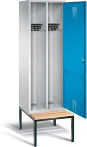 C+P Spind Evolo Schwarz-Weiss mit Lichtblauer Front, Lichtgrauem Korpus und Schwarzgrauem Gestell, H x B x T: 209 x 61 x 50 cm - Bild 1