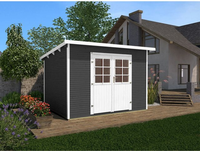 WEKA Gartenhaus 219 Gr.3 aus Massivholz mit Pultdach in Anthrazit, B/H/T: 319 x 218 x 301 cm - Bild 1