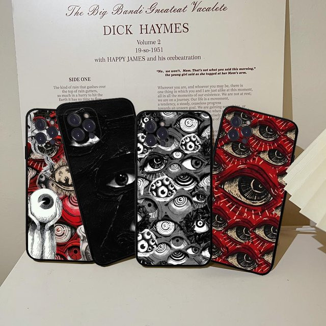 Gruselige Augen Handyhülle für iPhone 15 14 13 12 11 Pro Max Mini XS XR 7 8 Plus Cover - Bild 1
