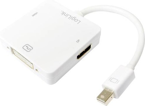 LogiLink CV0045A Adapter Weiß mit Mini-DisplayPort Stecker, DVI-Buchse 24+5pol. und HDMI-Buchse - Bild 1