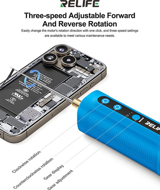 RELIFE LG1 Smart Glue Remover OCA-Kleberentferner mit drei Geschwindigkeiten und Vorwärts- sowie Rückwärtsfunktion in Blau - Bild 1