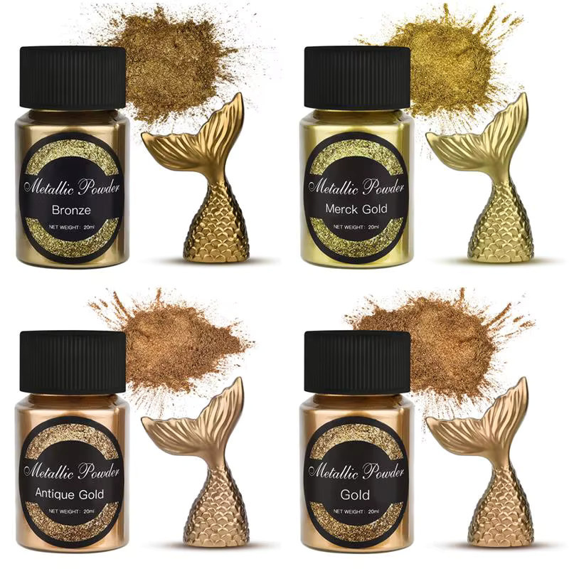 Schimmerndes Metallic-Gold-Silber-Farbpigment für UV-Harz und Epoxidharz, 20 ml Perlglanz-Farbstoff zur Schmuckherstellung - Bild 2
