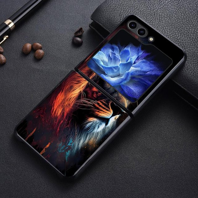 Samsung Galaxy Z Flip Handyhülle mit Löwenmuster in Schwarz und Multicolour - Bild 1