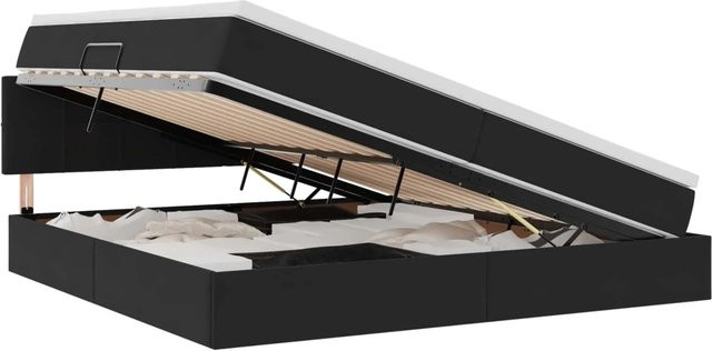 vidaXL Bett mit Stauraum und LED in Schwarz aus Samt, B/T: 200 x 200 cm - Bild 1