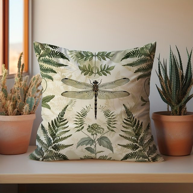 VIKAMA Dekorativer Kissenbezug Grüne Libelle, Farbe: Grün, B/B: 40 x 40 cm - Bild 1