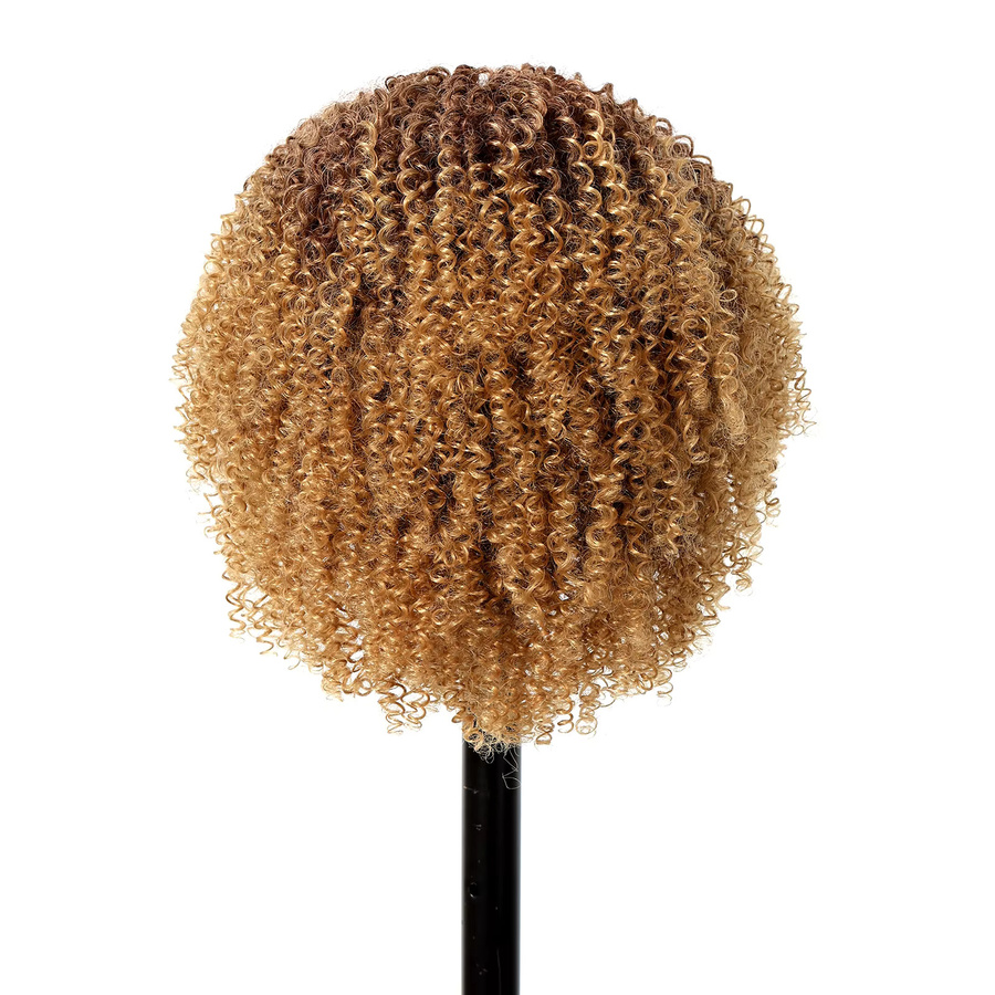 HAIRCUBE Perücke, afro-goldbraun, lockiger Bob mit Pony, synthetisch - Bild 3