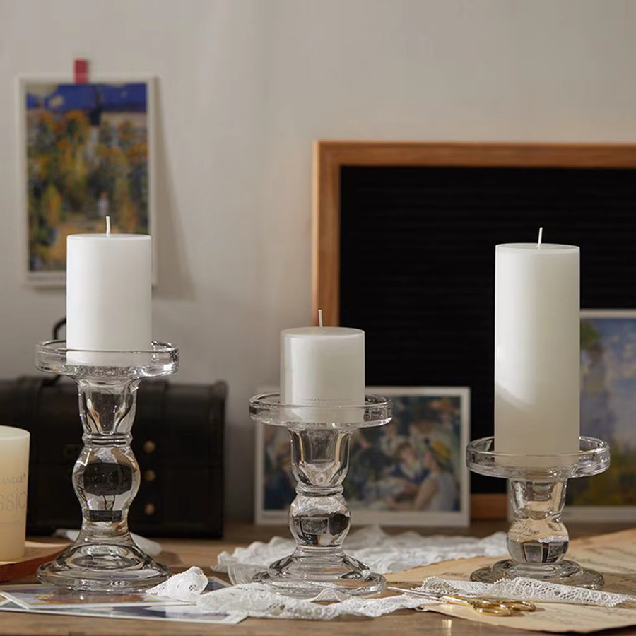 Kesoto Glas-Kerzenhalter für Kegelkerzen in Transparent, Rund für Hochzeits- und Heimdekoration - Bild 3