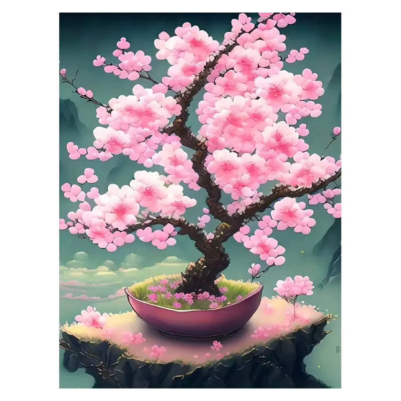 EverShine Diamantmalerei Kit Sakura Blume Japanisches Motiv in Pink für Wandkunst - Bild 4