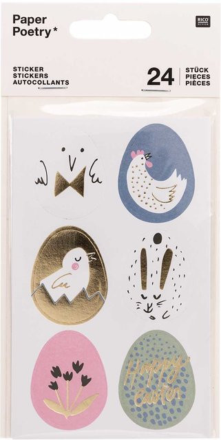 Rico Design Paper Poetry Sticker Bunny Hop Ostereier 24 Stück - Bild 1