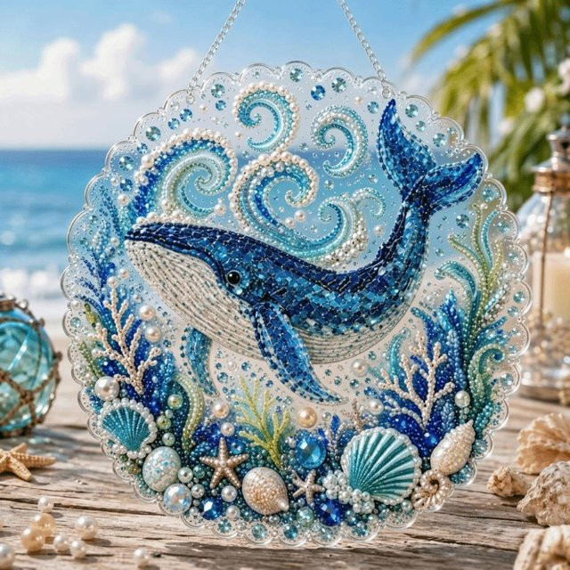 PirppVigo Ocean Pearl Art DIY-Set Perlenkunst für Erwachsene mit blauem Abstract-Design, Breite: 20 cm - Bild 1