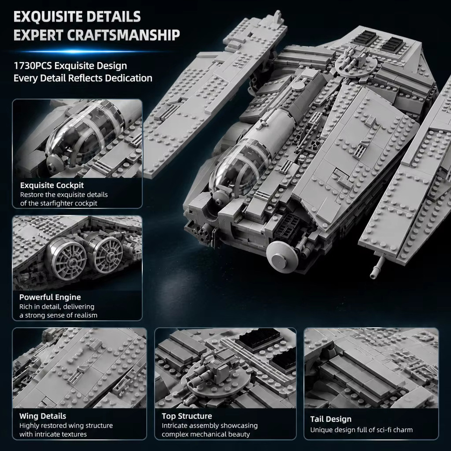 barweer Space War Frachtfahrzeug-Bausatz, Modulares Raumschiff-Modell, 1730 Teile, ab 14 Jahren - Bild 4