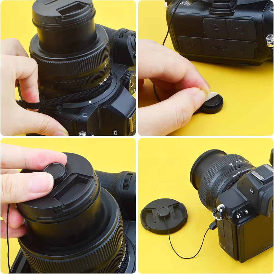 BAPPSUS Kamera Objektiv Kappen-Sicherung mit Lanyard Strap gegen Verlust, Schwarz, Universal für Canon und Sony DSLR SLR - Bild 4
