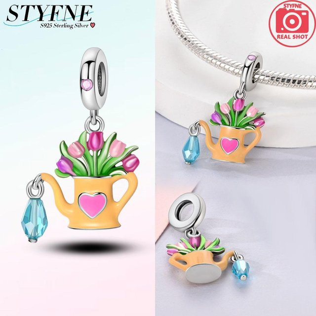 YIRAN Dayang Charm Gießkanne Tulpenblume Anhänger, Kupfer, Zirkonia, Kristall, Damen - Bild 1