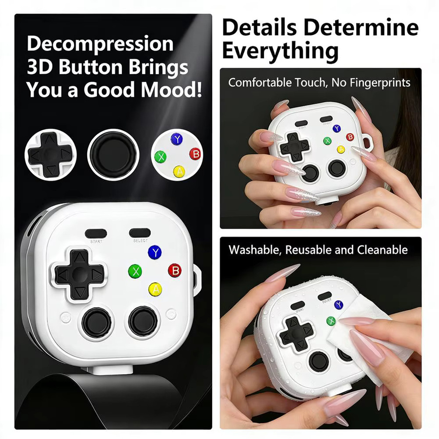 Samsung Spielhülle für Buds4/4pro in Weiß mit klassischem Spieler-Design und 3D-Tasten - Bild 3