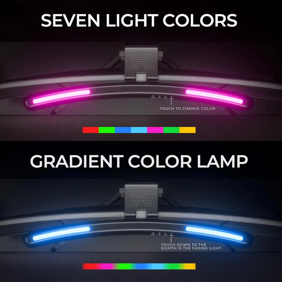 Gebogene Monitor Licht Bar mit RGB Hintergrundbeleuchtung und Touch-Steuerung in Schwarz für Gaming und Auge-Pflege - Bild 2