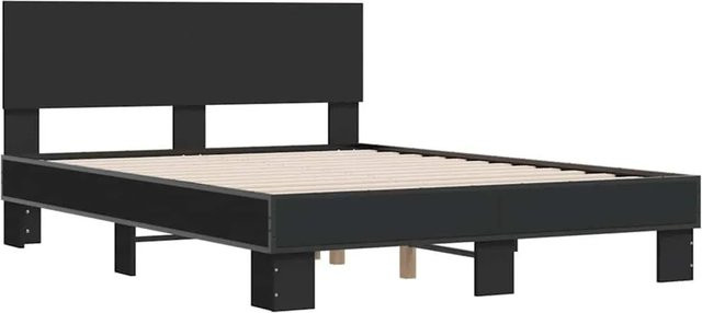 vidaXL Bettgestell aus Holzwerkstoff und Metall in Schwarz Matt, B/T/H: 123 x 123 x 81 cm - Bild 1
