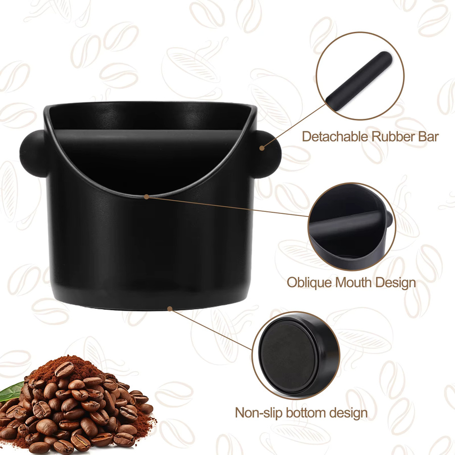 Espresso Knock Box Puck Container rutschfester Kaffeesatzbehälter aus Kunststoff in Schwarz oder Grün - Bild 6