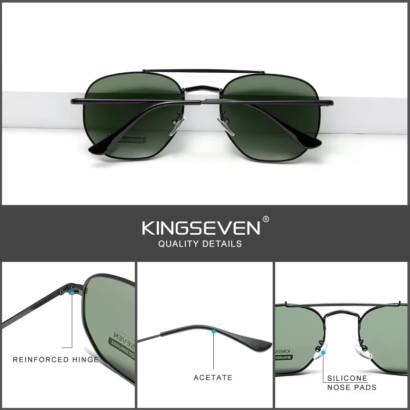 KINGSEVEN Sonnenbrille Hexagon, Edelstahl, Vollrand, Herren, Schwarz - Bild 3
